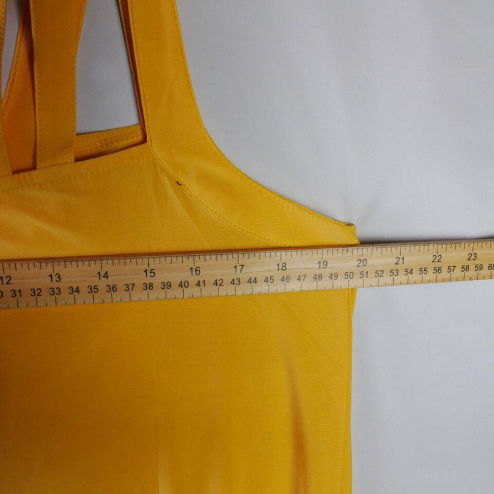 AUW Womens Size XL Canary Yellow Cut Out Top Rounded Sleveless Blouse RE… - Picture 12 of 14